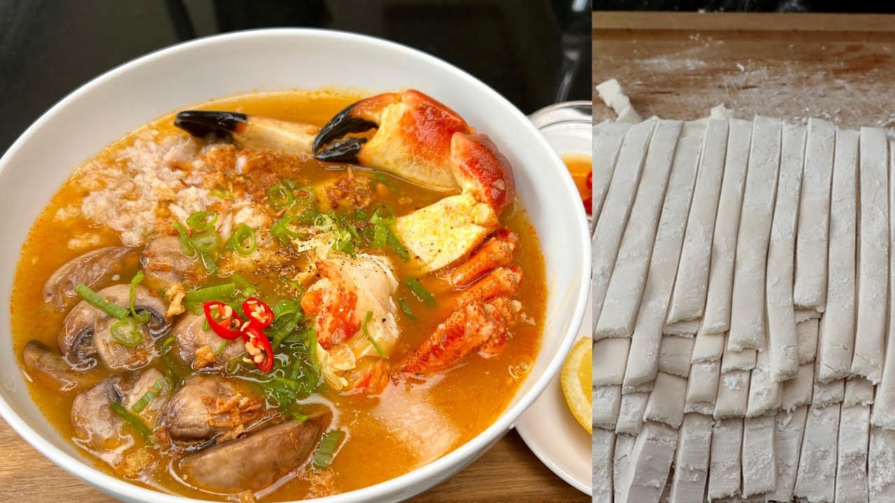 Nấu BÁNH CANH CUA đơn giản - Tự pha bột làm sợi bánh canh dai mềm bằng tay - Mai Khôi
