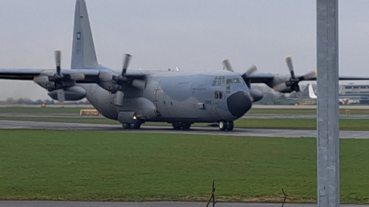 Cobra Warrior  C130  Saudi   taxi  preflight checks  take off 6/3/23  Raf Waddington