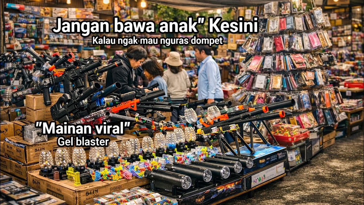 BERBURU MAINAN VIRAL‼️GEL BLASTER DI PASAR PAGI ASEMKA