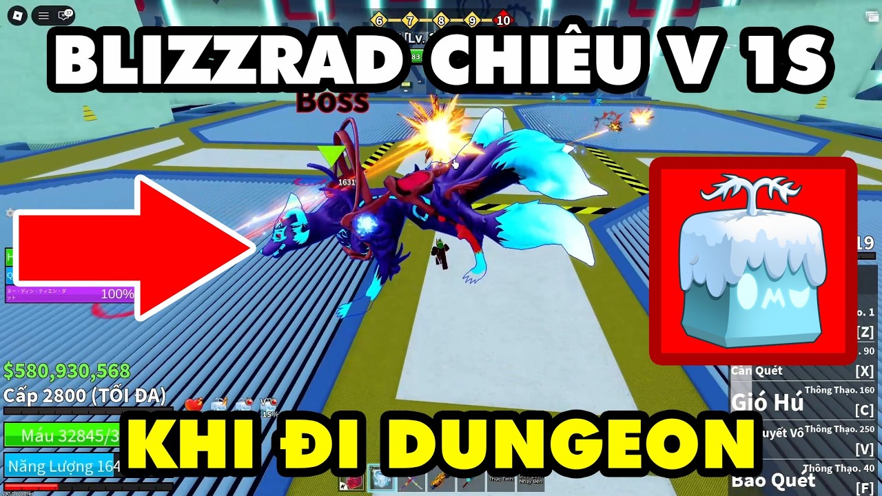 Blizzard постоянно использует V-навык в подземельях — невероятно мощный за 1 секунду | Blox Fruits