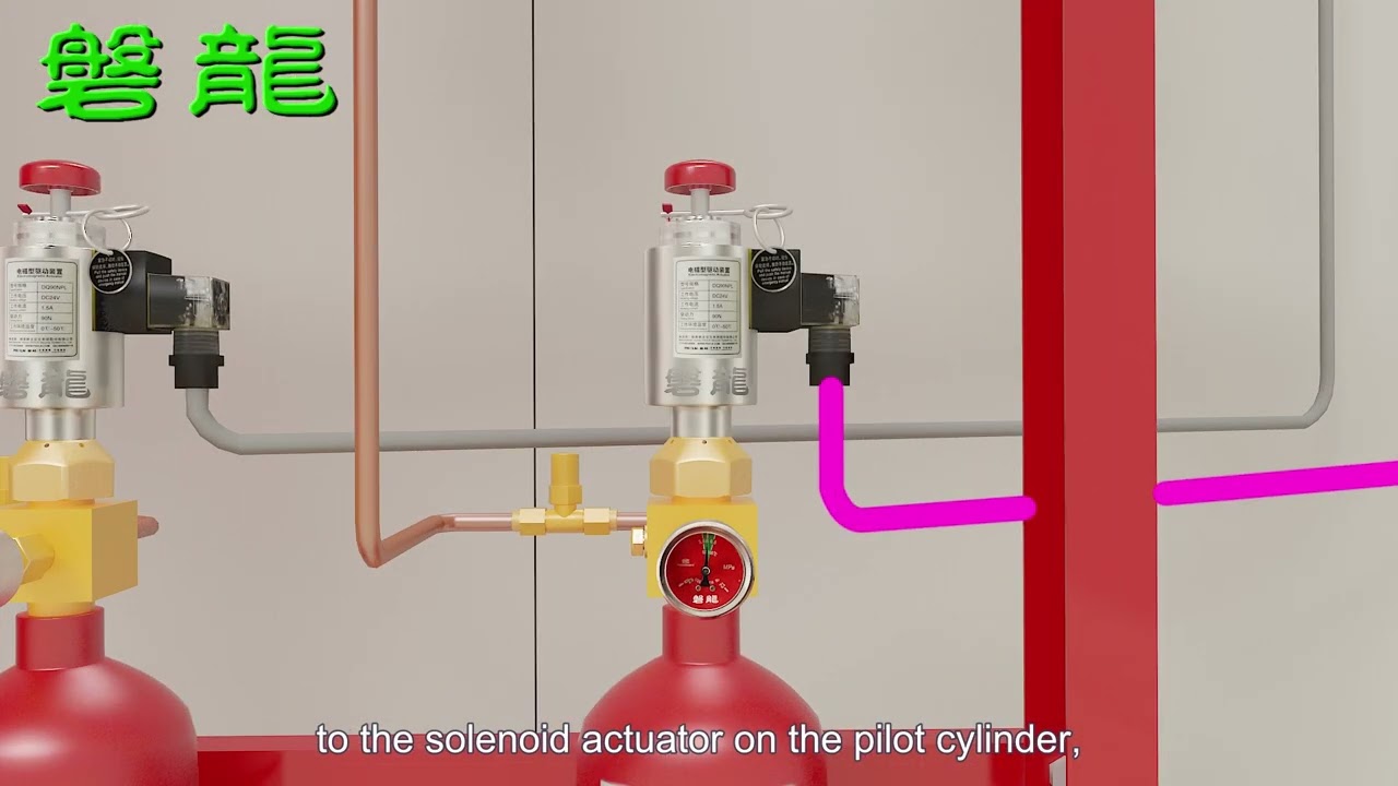 Piped Network HFC-227ea Clean Agent System Discharge Demo (Stored Pressure) | 3D Animation