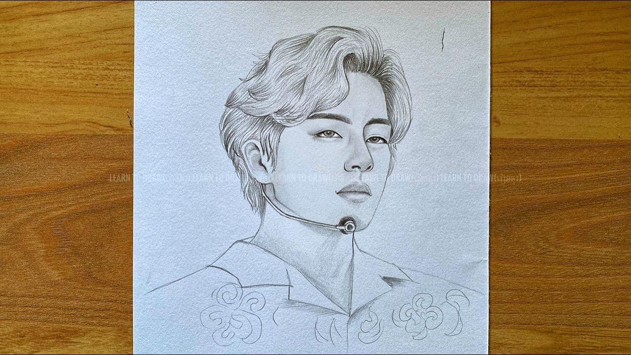Easy way to draw Kim Taehyung V | V BTS pencil sketch for beginners | drawing tutorial | រៀនគូរ