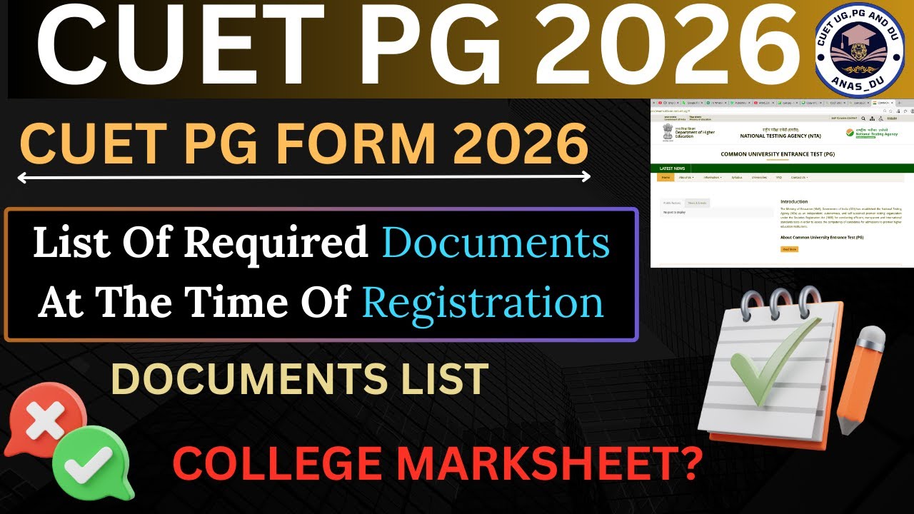 CUET PG Form Documents List 2026 || CUET PG Application Form 2026 #anas_du