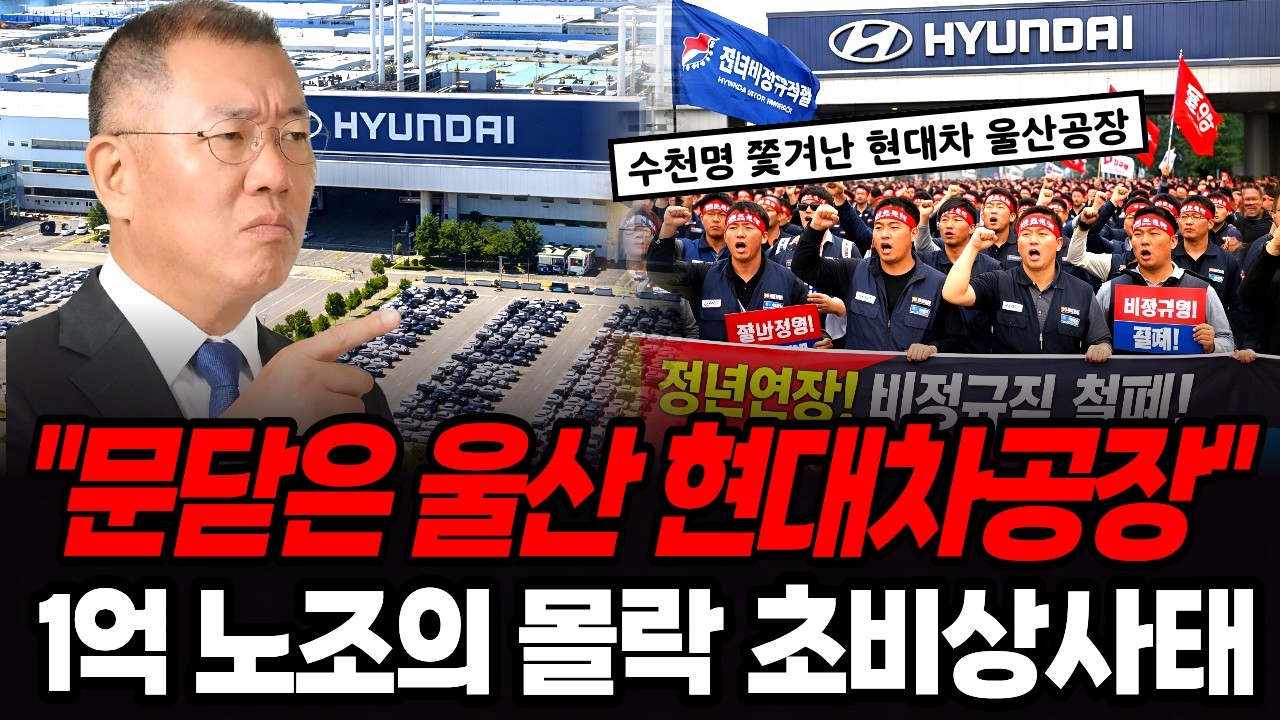 문 닫은 현대차 울산 공장, 노조파업에 칼빼든 현대차 1억 연봉 킹산직 노조의 최후