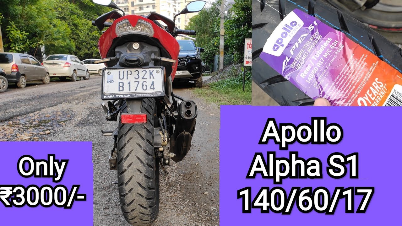 Best 140 section radial tyre in India, Apollo Alpha S1 on Tvs Apache rtr 160 4v for just 3000rs.
