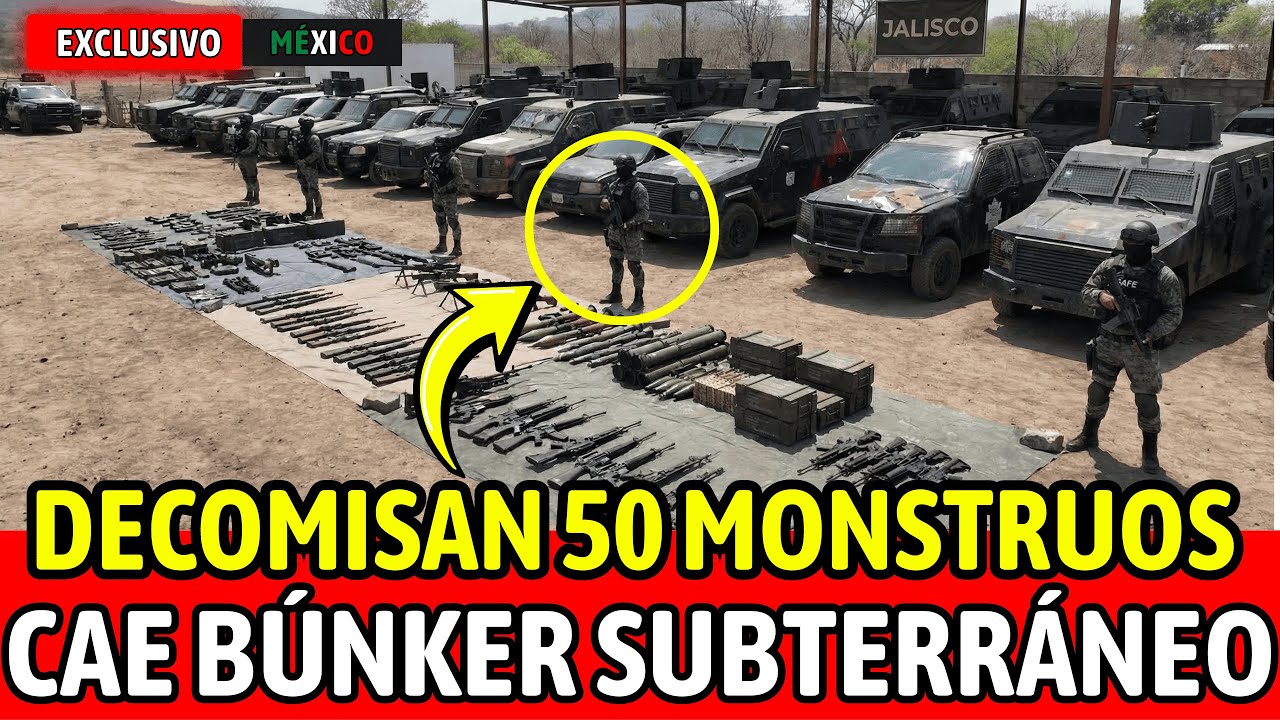 💥GAFE REVIENTA BÚNKER SUBTERRÁNEO del CJNG en JALISCO: DECOMISAN 50 MONSTRUOS BLINDADOS y ARSENAL