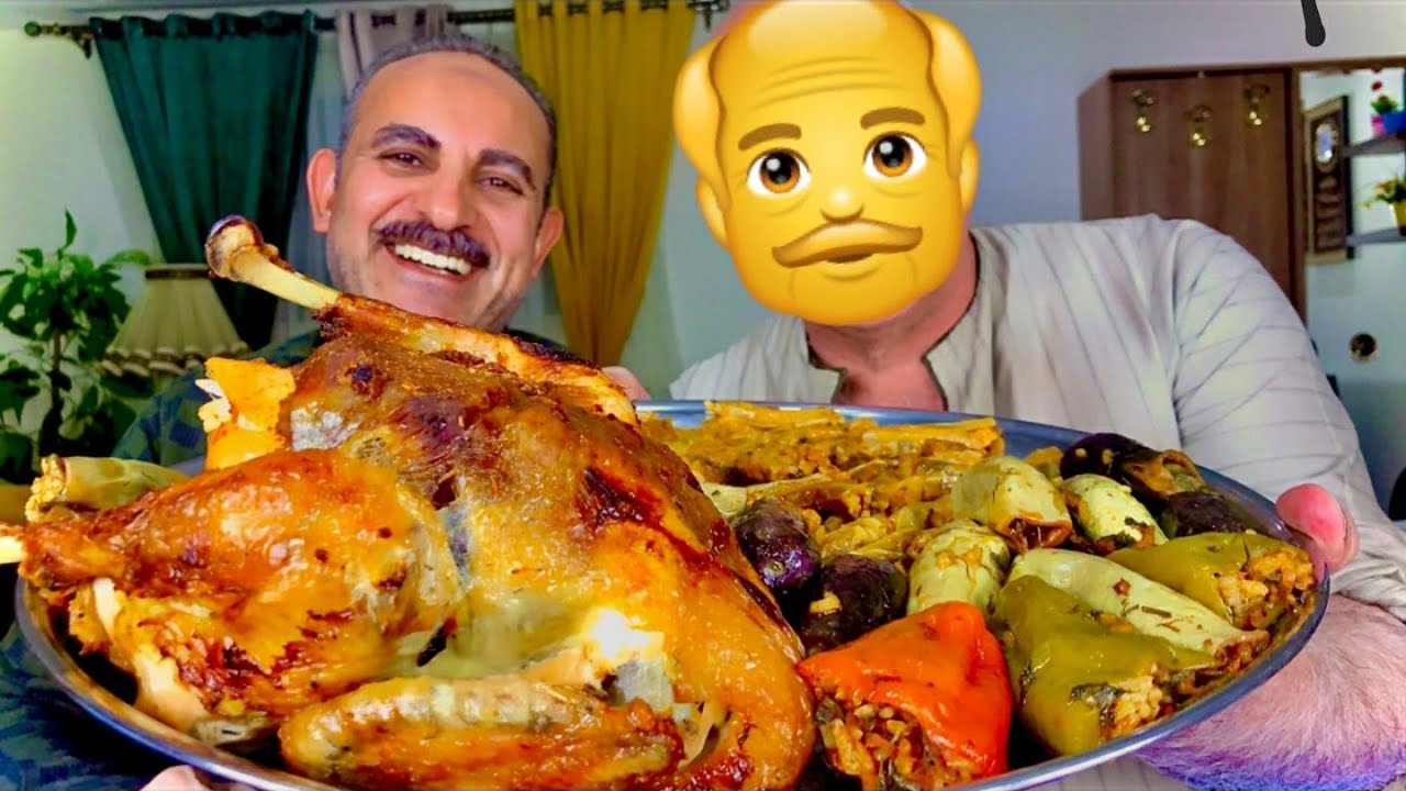 تحدى الدجاج 🐓والمحشى🥘🥗 المشكل لاول مره (خال) وفاء يتحدى معانا