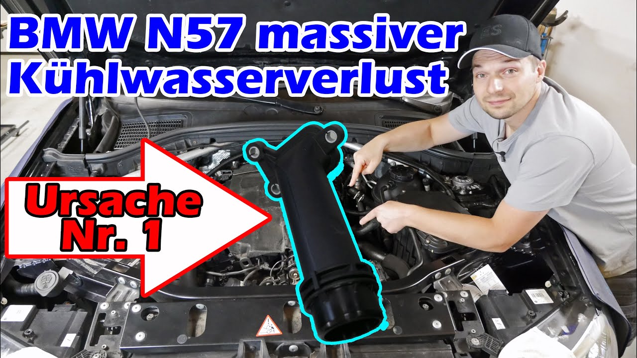BMW N57 massiver Kühlmittelverlust! Kühlwasseranschlussstutzen undicht! Anschluss erneuern