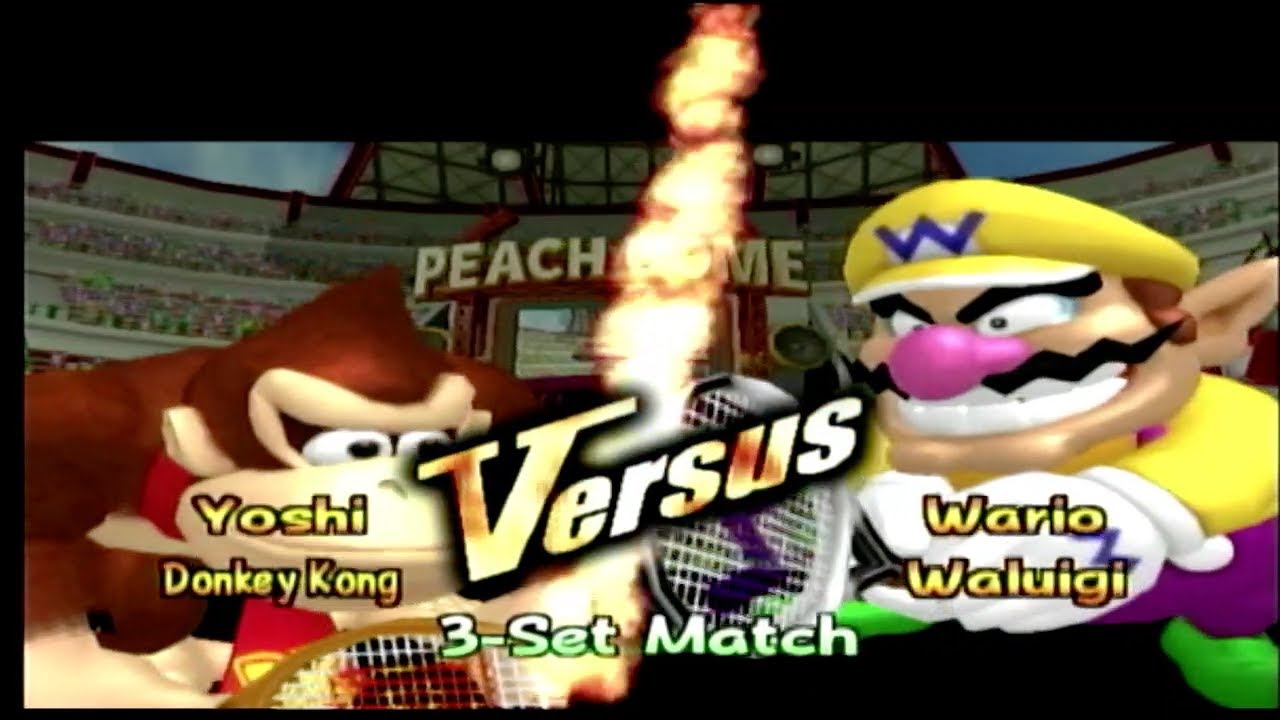 Mario Power Tennis Yoshi and Donkey Kong vs Wario and Waluigi Gameplay HD