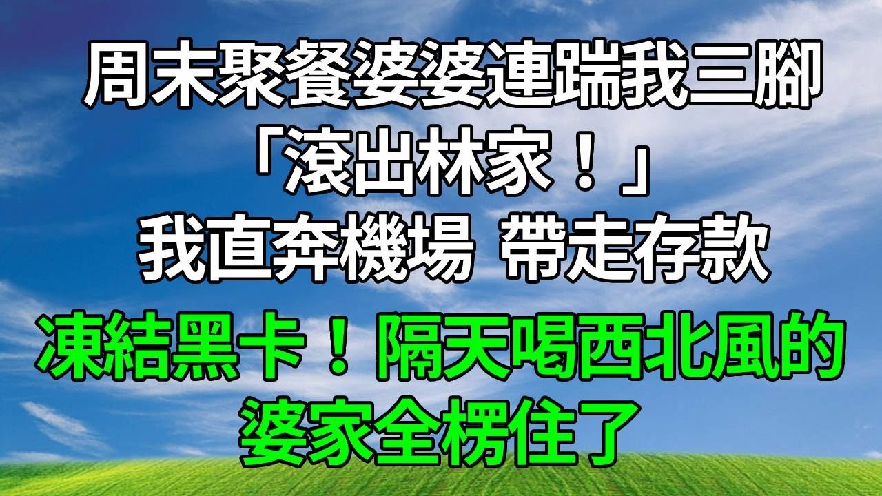 周末聚餐，婆婆連踹我三腳「滾出林家！」我直奔機場，帶走存款，凍結黑卡！隔天喝西北風的婆家全楞住了#生活經驗 #人生感悟 #故事頻道 #打脸 #感情