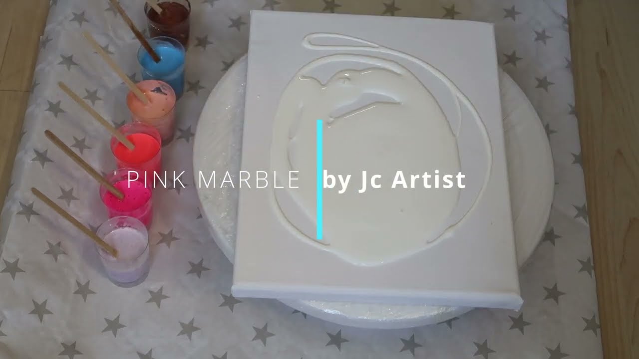 ABSTRACT ACRYLIC FLUID ART/ACRILYC POURING EFFECT MARBLE/GLOW IN THE DARK/PINK MARBLE - JC ARTIST