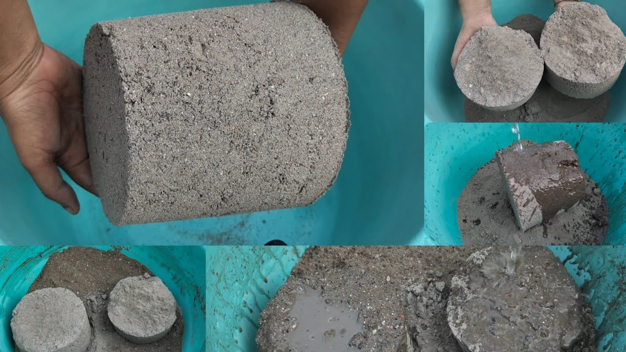 Asmr - dump sand cement crumbling water 💦 pouring on shapes