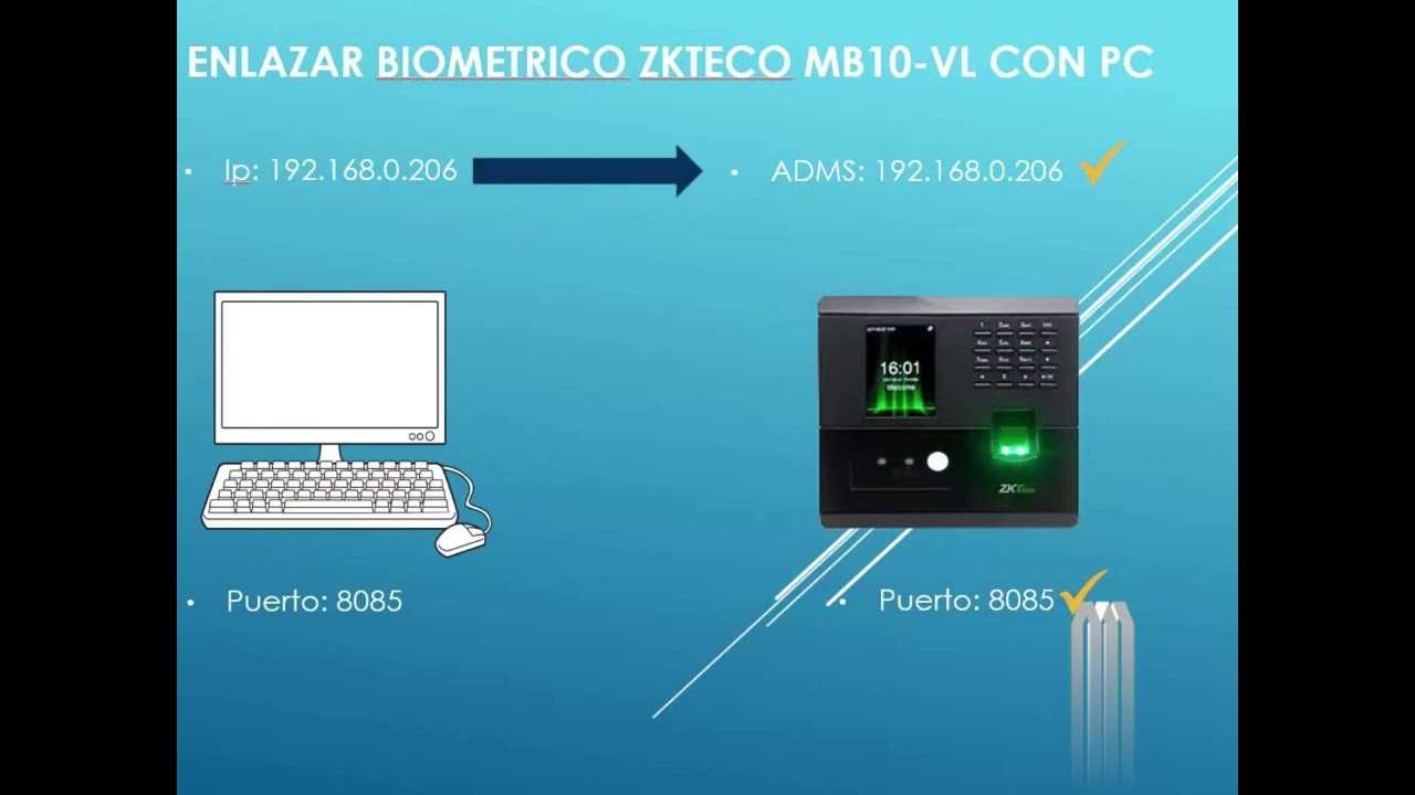 Configuración Control de acceso y Asistencia Personal Marcador Facial Zkteco ZK-MB10-VL