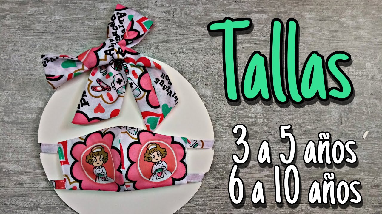 Tapabocas con CINTILLOS para NIÑAS 💗, Talla 3 a 5 años y 6 a 10 años.