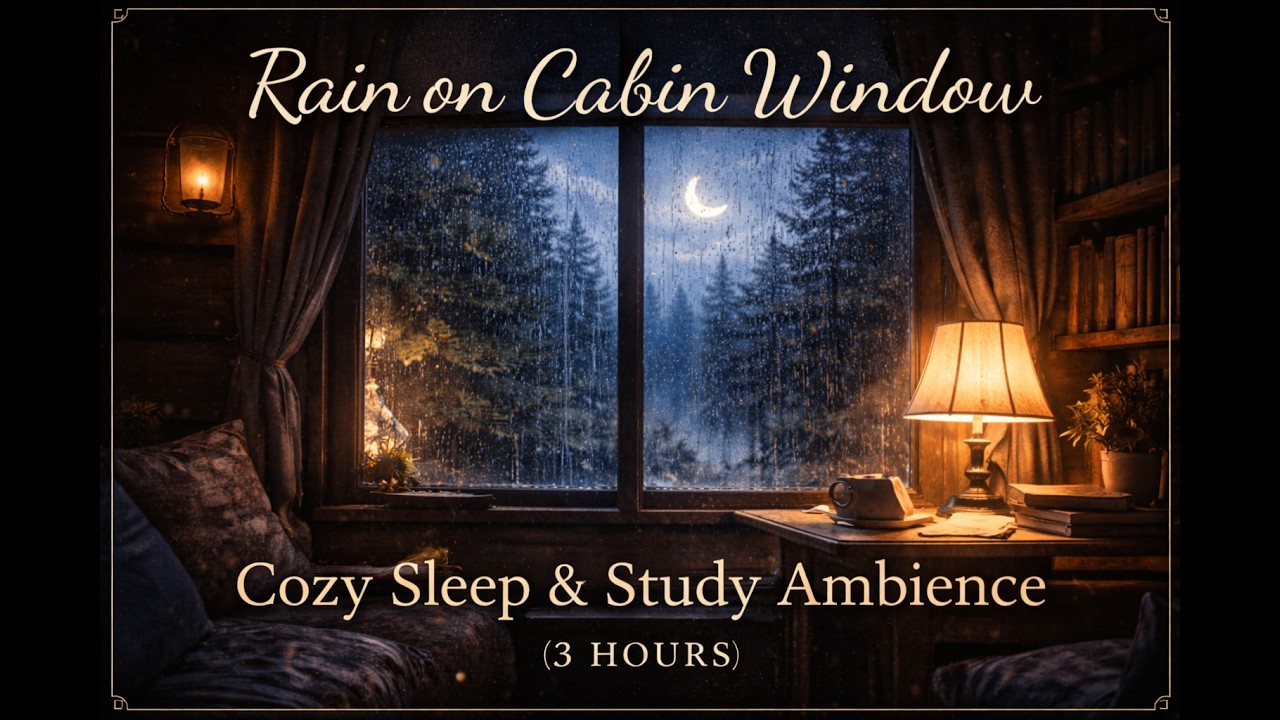 Rain on Cabin Window | Cozy Sleep & Study Ambience (3 Hours)