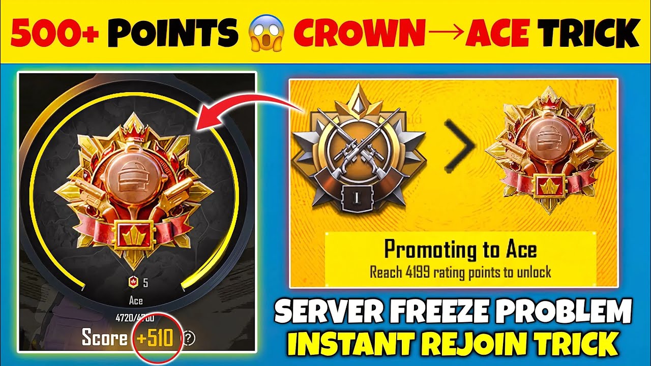 500+ Points Promotion Match 😱 Crown to Ace Fast 🚀 | Server Freeze Rejoin Fix BGMI