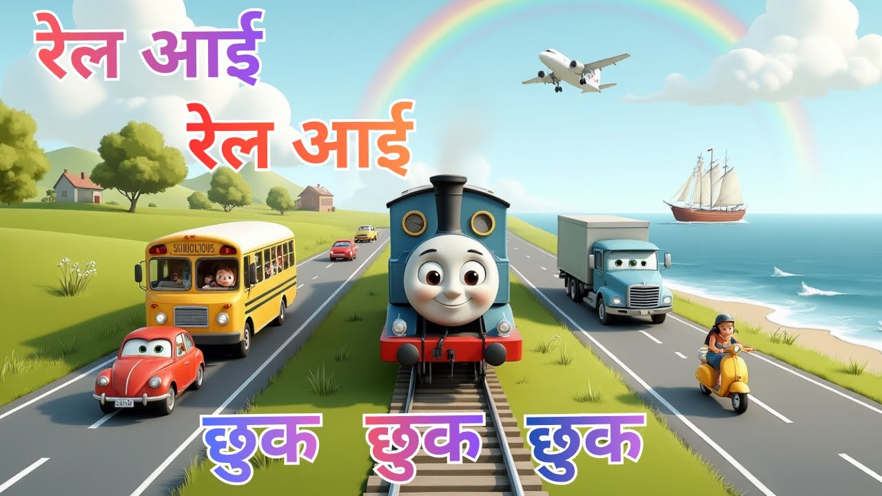 रेल आई, रेल आई 🚂 | Hindi Vehicles Rhyme for Kids | Train, Plane, Bus Song