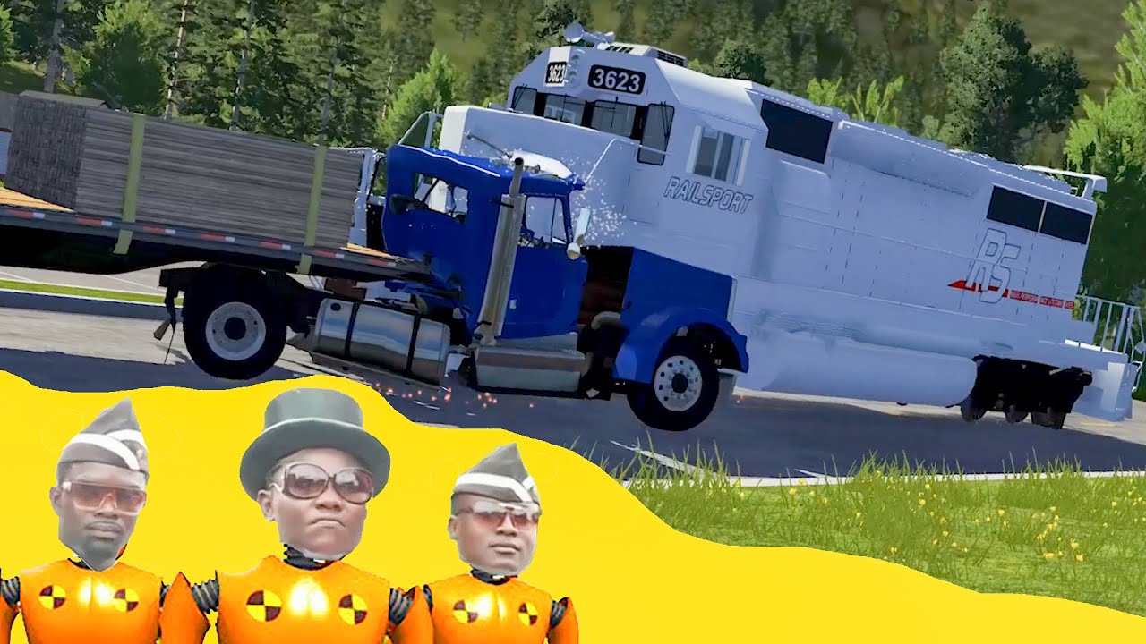 Coffin dance meme Truck VS Train crash compilation #1 BeamNG Drive