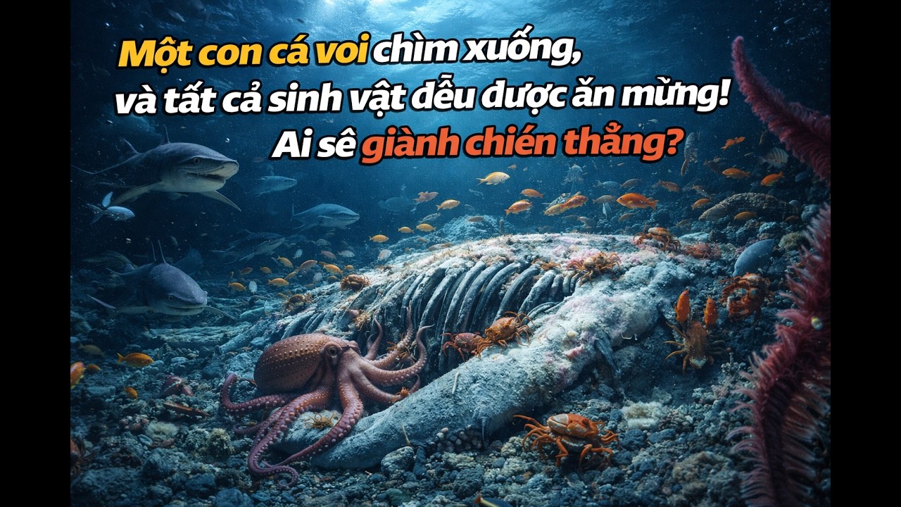 Một buổi lễ tưởng niệm hoành tráng: Một con cá voi chìm xuống, và tất cả sinh vật đều được ăn mừng!
