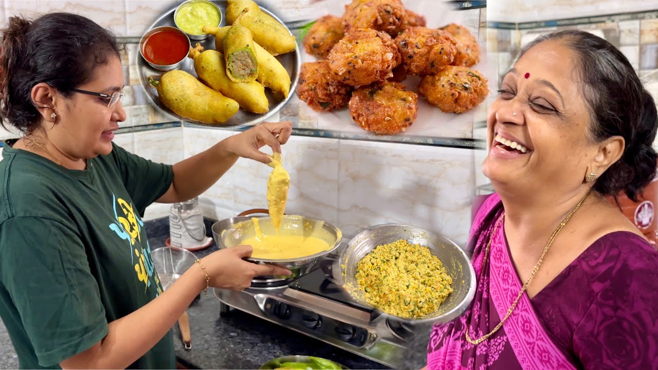 Yummy mirchi vada aur crispy makai vada khake barish me pasina chhut gya