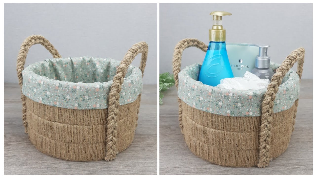DIY Очаровательная Корзинка - Органайзер из джутового шпагата и картона