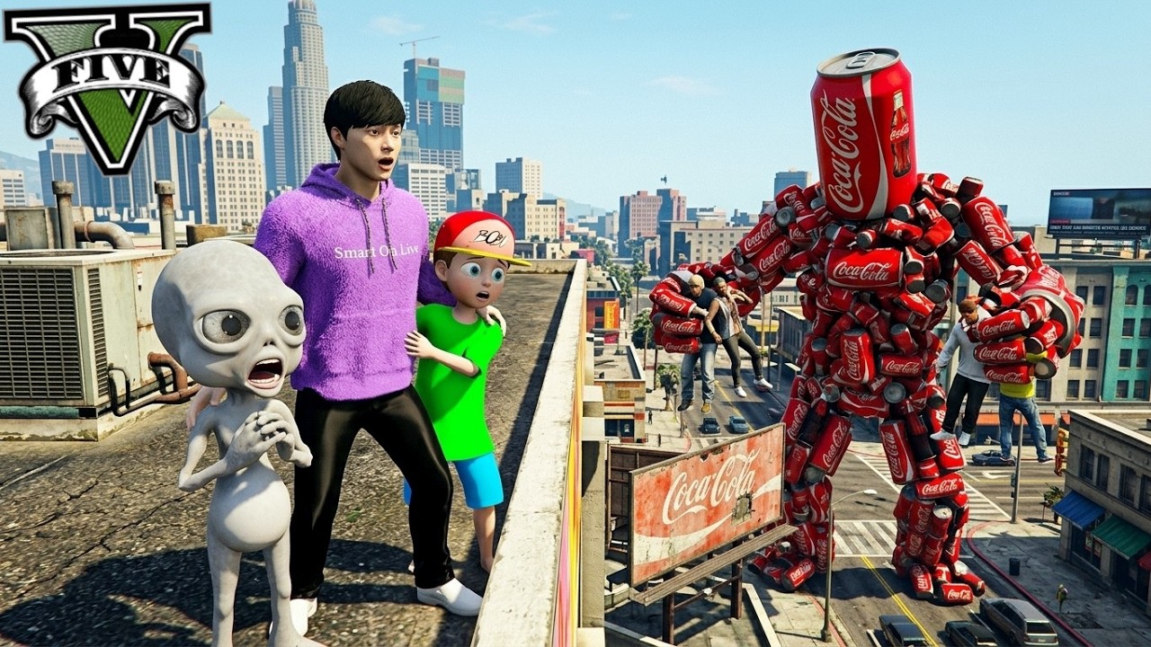 မြို့ထဲကို Coca Cola Monster ကြီး ဝင်လာပြီ | I found COCA COLA MONSTER in GTA V