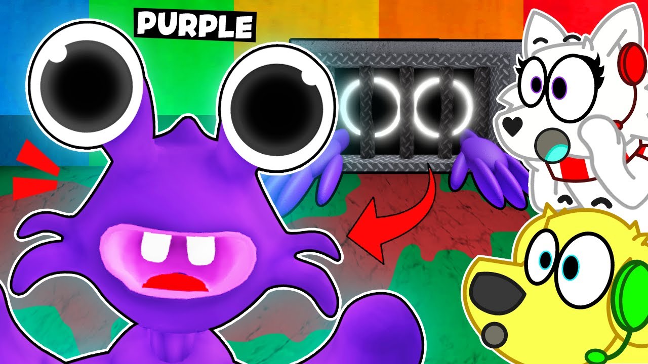 ПУРПУРНЫЙ ВЫШЕЛ ИЗ СКРЫТИЯ... БЕГИ!! Игра Roblox Rainbow Friends FNAF!