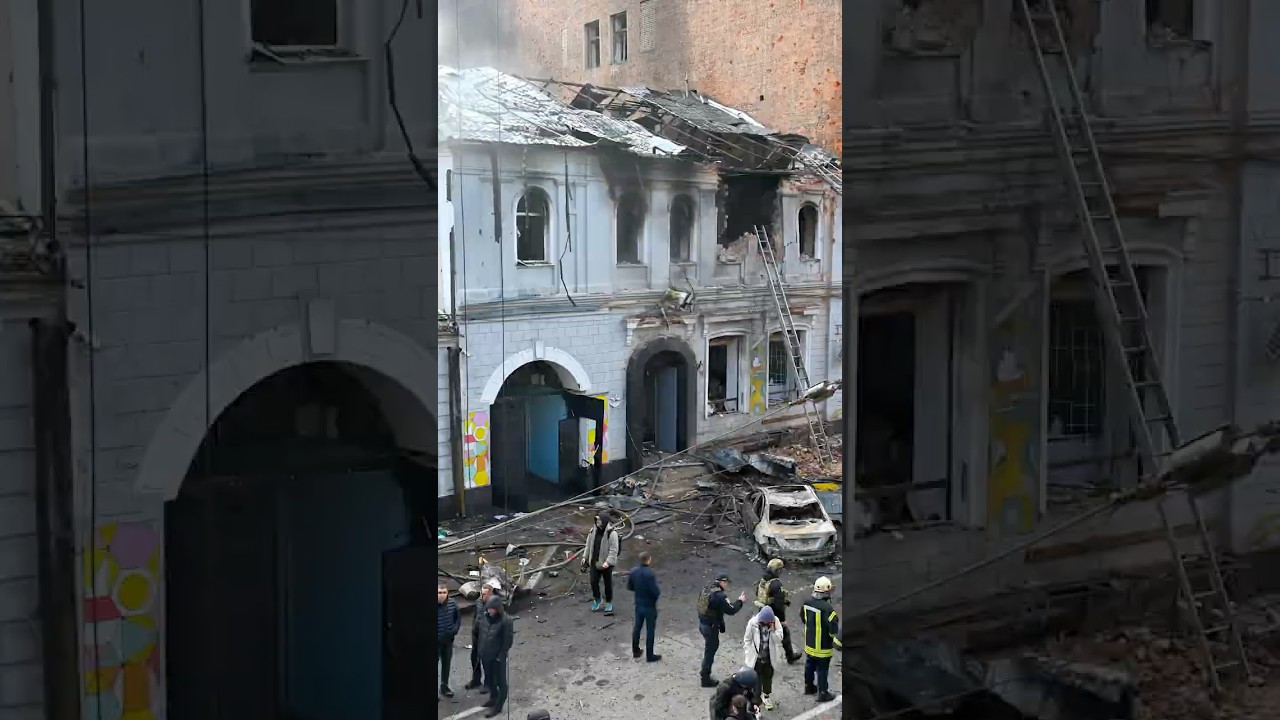 Russian Drones Hit Ukrainian Kindergarten Kharkiv