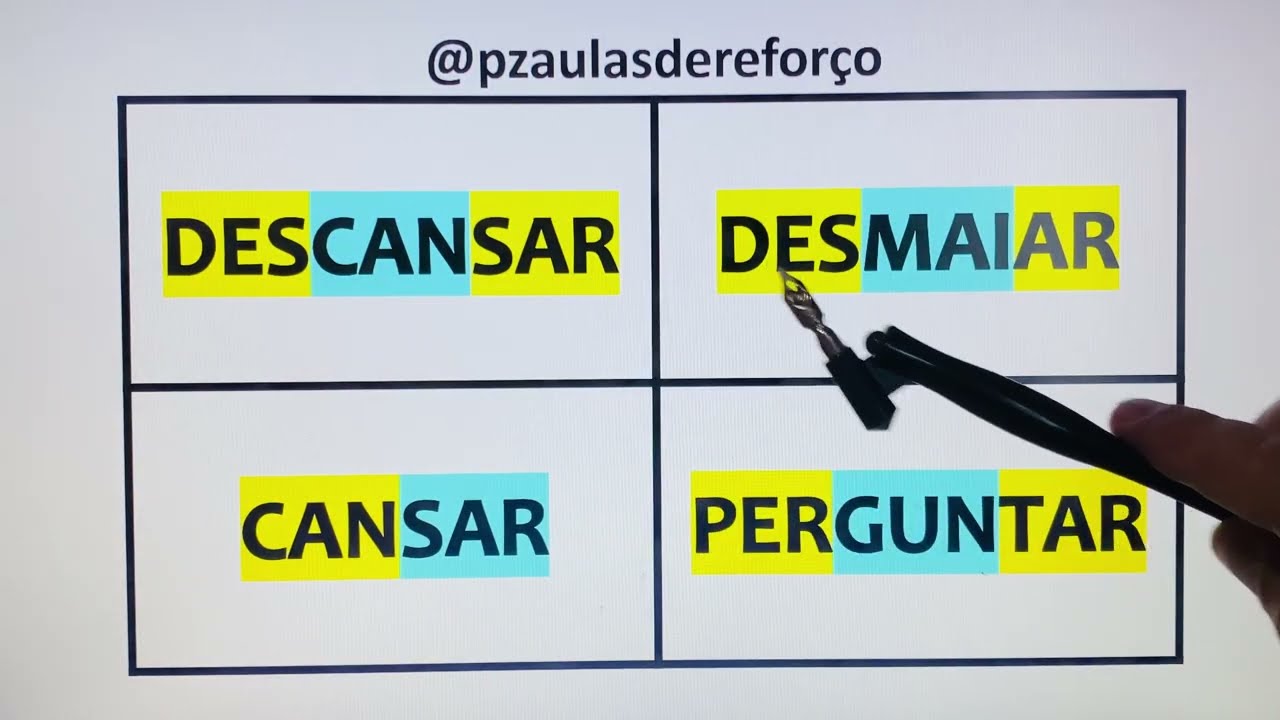 LENDO AGORA AS PALAVRAS: DESCANSAR, DESMAIAR, CANSAR & PERGUNTAR.