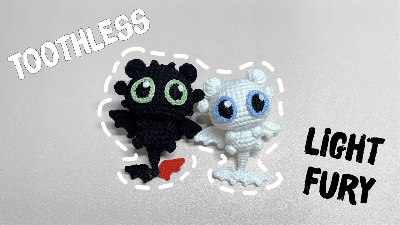 MÓC LEN VỢ CHỒNG RĂNG SÚN  - Night Fury & Light Fury Crochet Tutorial - Nhe Huynh Handmade