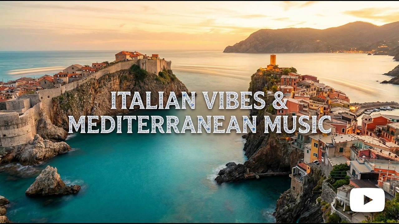 🎶 Italian Atmosphere & Mediterranean Music 🇮🇹 | Beautiful Italian scenery from above at sunset