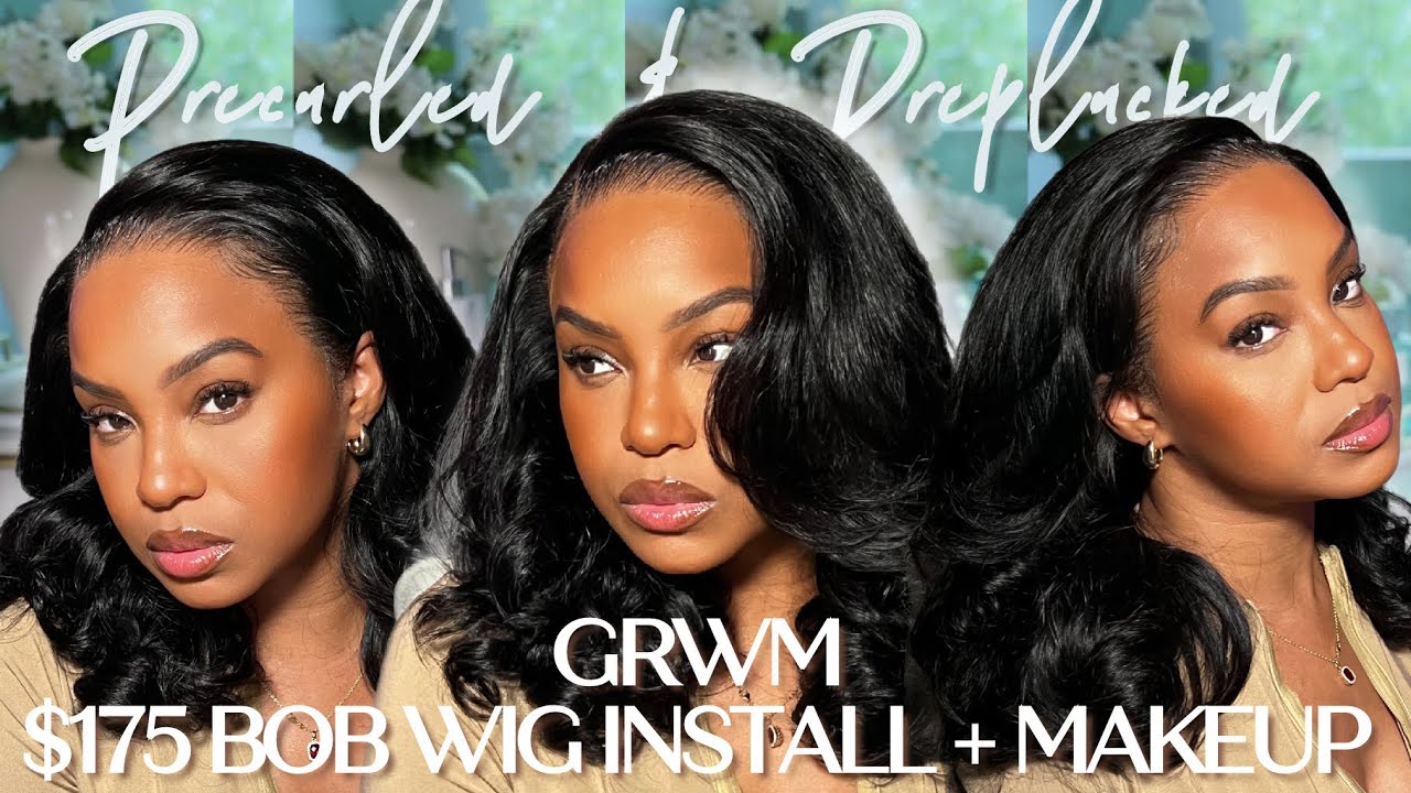 GRWM | only 175?! Preplucked precurled bob wig install for beginners + makeup | West Kiss hair