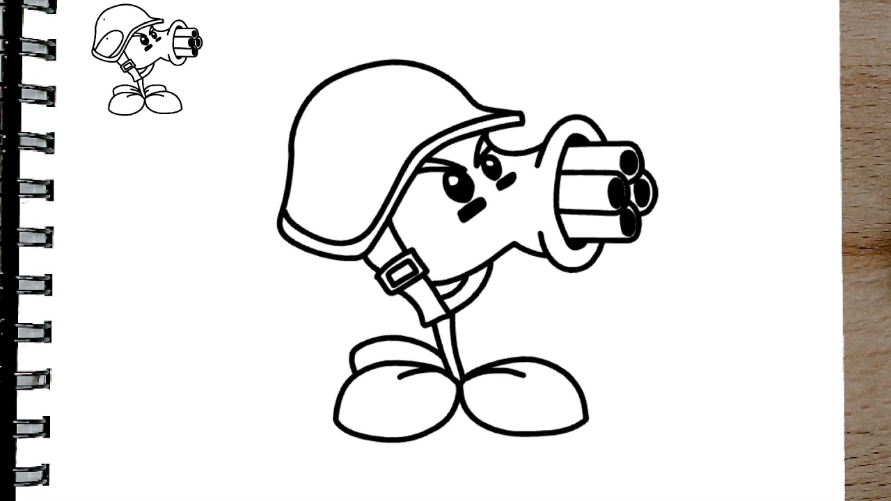 como dibujar a GUISANTRALLADORA PASO A PASO de PLANTAS VS ZOMBIES
