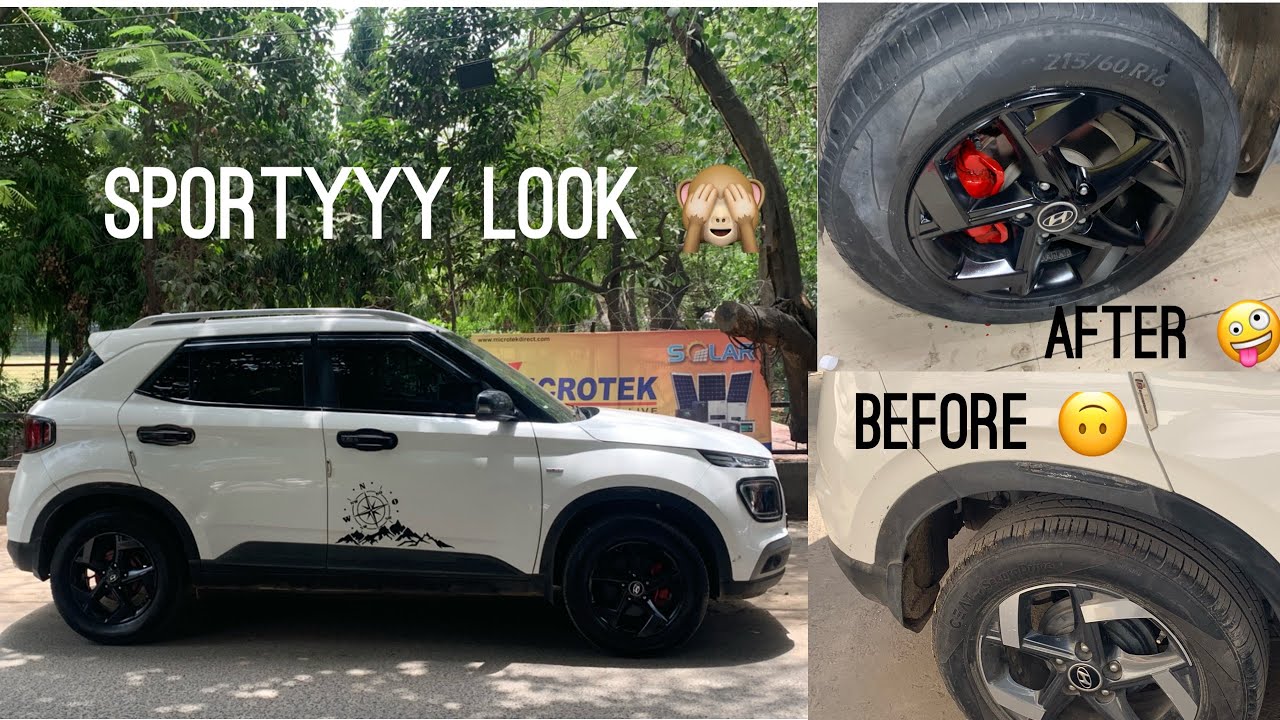 Hyundai Venue Alloys Painted Gloss Black ( Sporty look) First on YouTube ❤️🔥