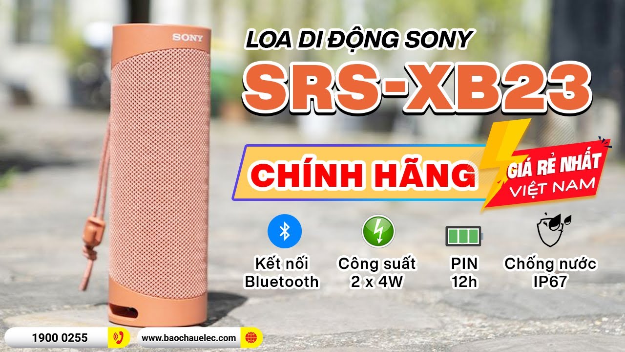 Loa Sony SRS-XB23 Extra Bass: Loa di động Bluetooth Chống nước, Nghe nhạc 12h, Gi&aacute; Rẻ Nhất