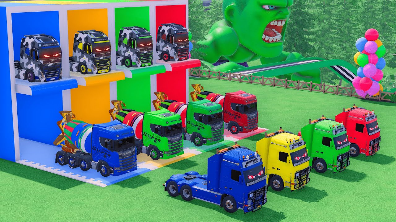 Garage with Colors TRANSPORTING POLICE CARS, MAN TRUCK, MIXER TRUCK & COLORFUL CARS FS22 #17