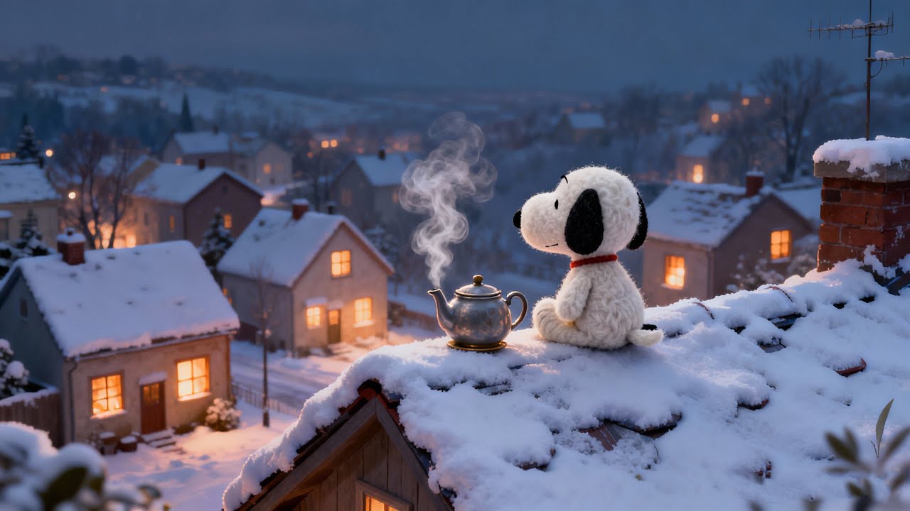 Snoopy’s Snowy Rooftop ❄️ Cozy Winter Lofi Nights  ❄️ Relaxing Lofi Jazz Peaceful Mood | Study
