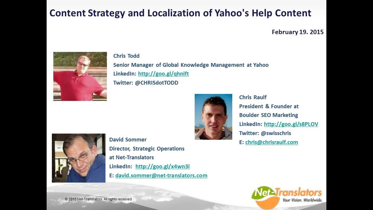 Webinar  Content Strategy and Localization of Yahoo’s Help Content