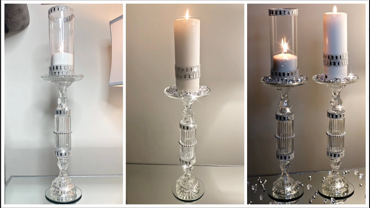 DIY Dollar Tree Elegant Glam Candle Holders | DIY Dollar Tree Tall Glam Wedding Candle Holders