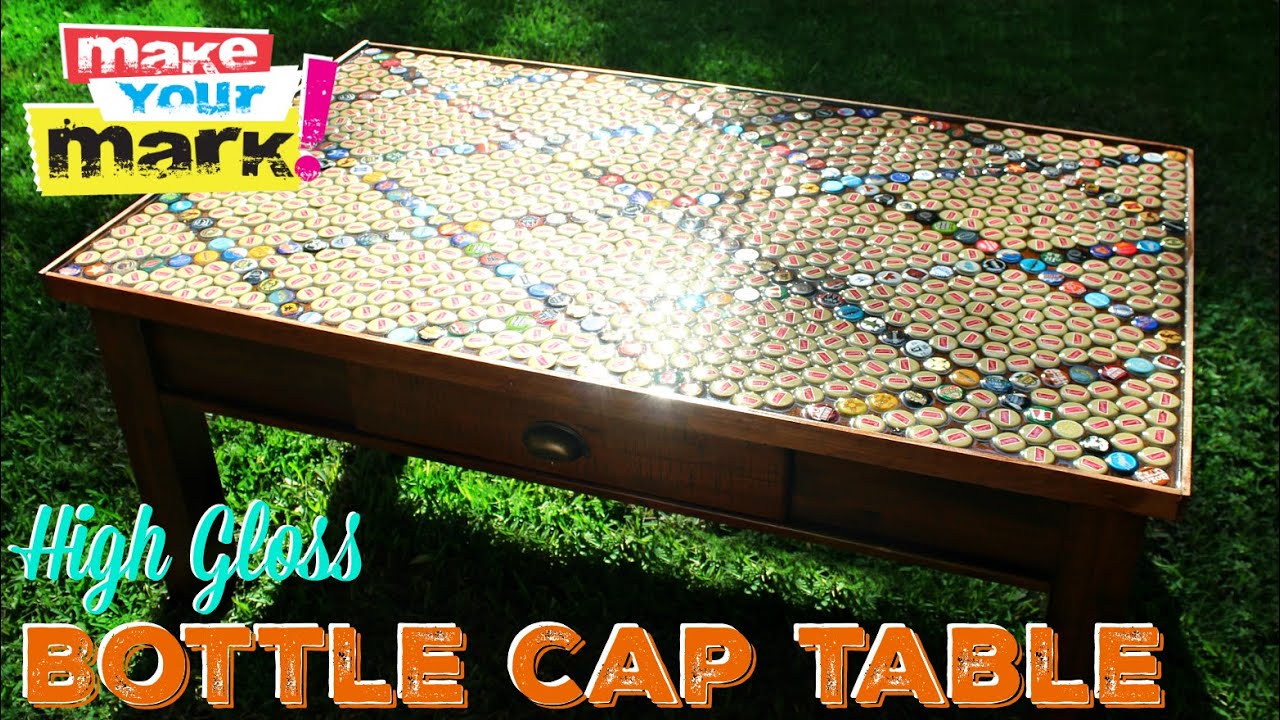 How to: High Gloss Bottle Cap Table DIY With Craft Glaze Coat