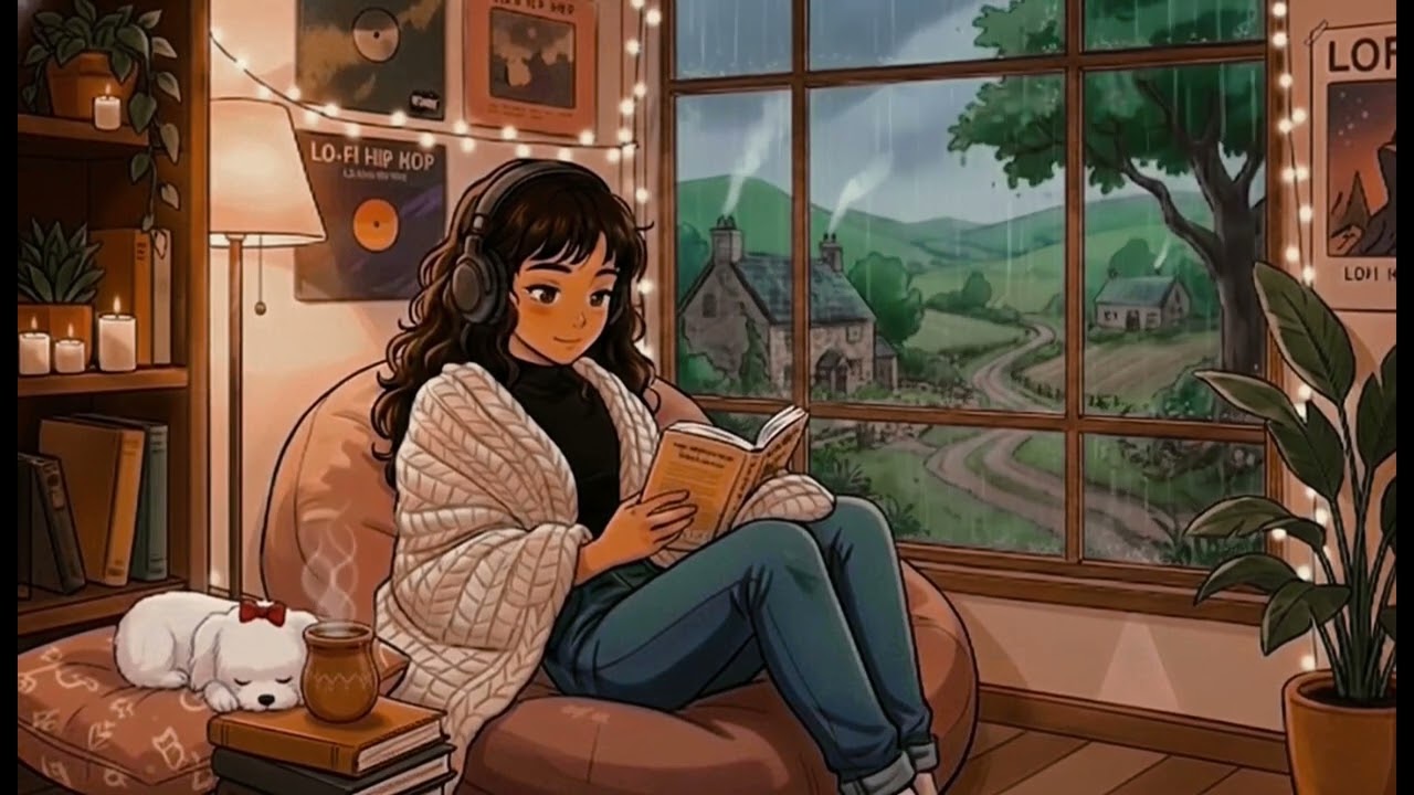 Cozy Girl Study Ambience ☕ Soft Rain, Warm Lights & Deep Focus