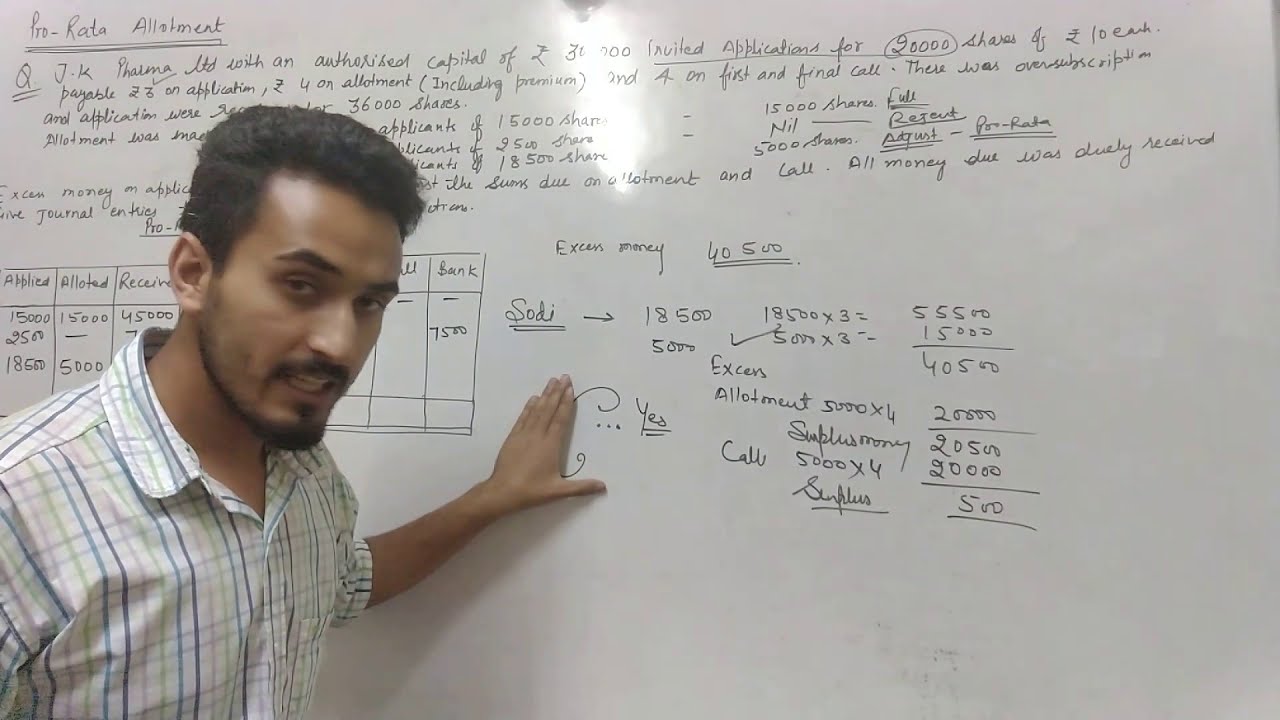 Pro rata question 10+2 Accountancy with Pro Rata table