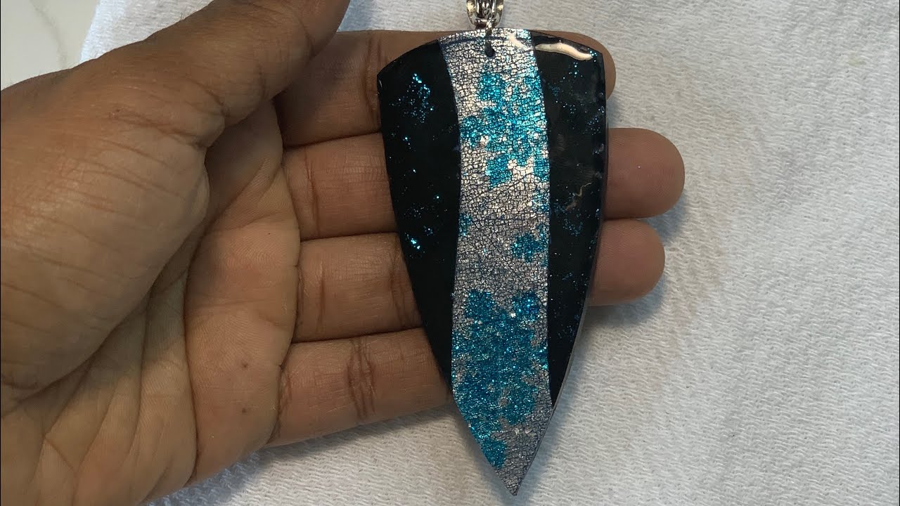 Polymer clay snowflake crackle Pendant