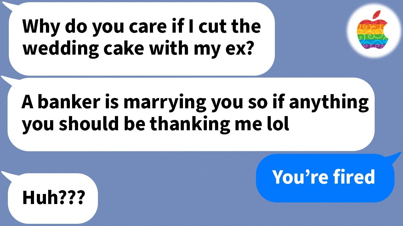 【Apple】 He got his ex girlfriend to cut the wedding cake with him because she's 