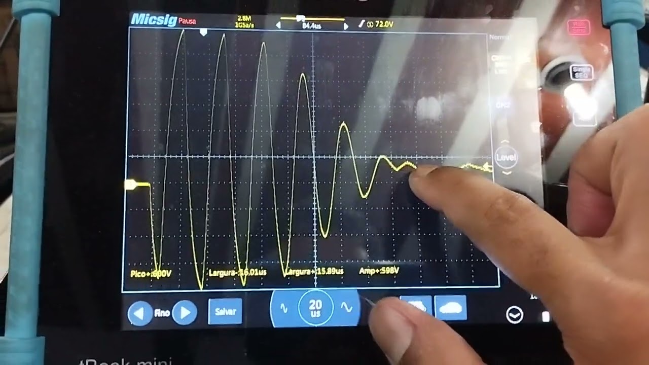 Aula Sobre Osciloscópio, Sinal de Bobina alimentada por Descarga Capacitiva CDI.