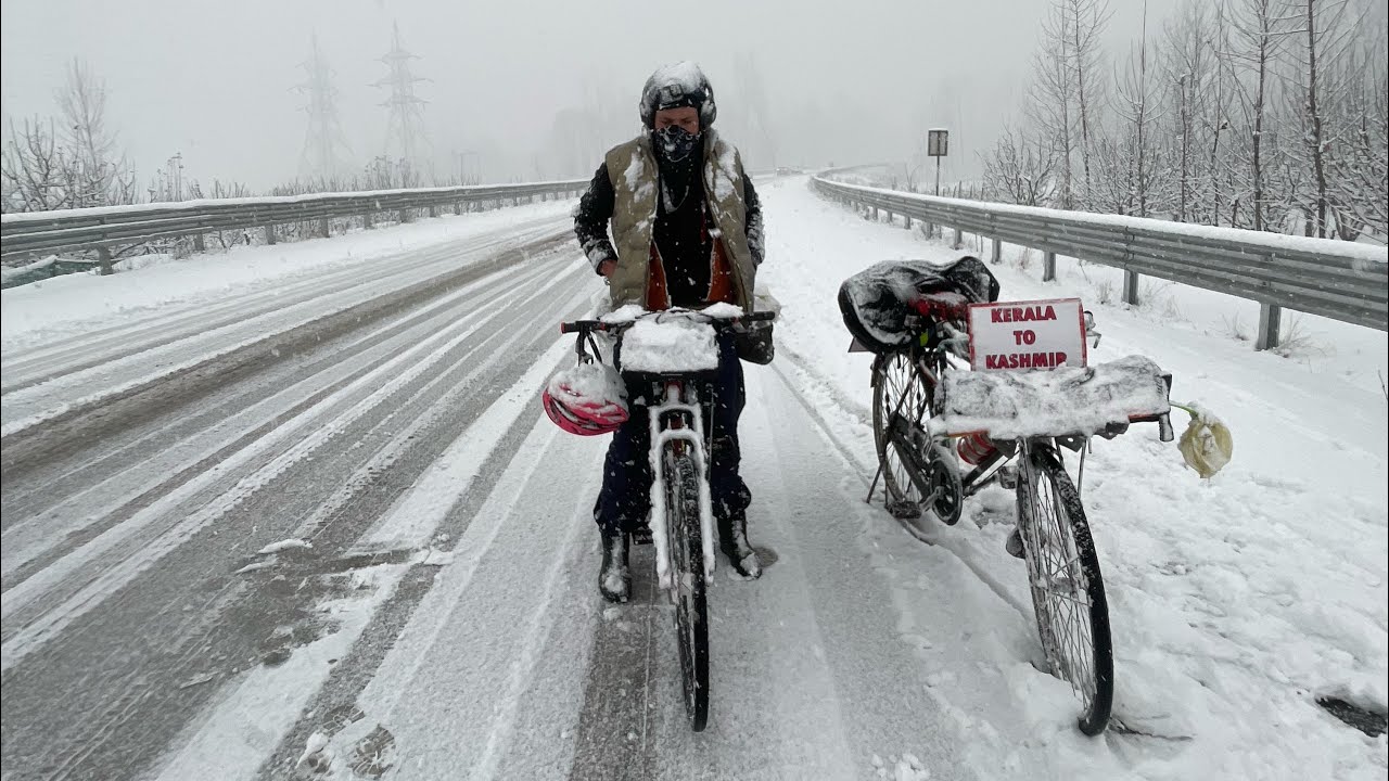 Cycling Adventure Gone Wild | First Snow In Kashmir 🚴‍♂️🌨️