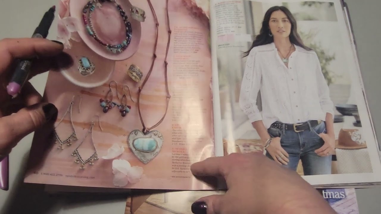 Page turning a bunch of random catalogs -  no talking.