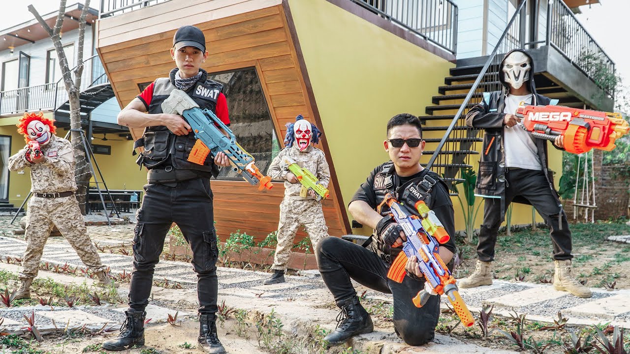 LTT Nerf Mod : 1 HOUR Nerf War The Best Scene Nerf Guns Warriors Fighter 2