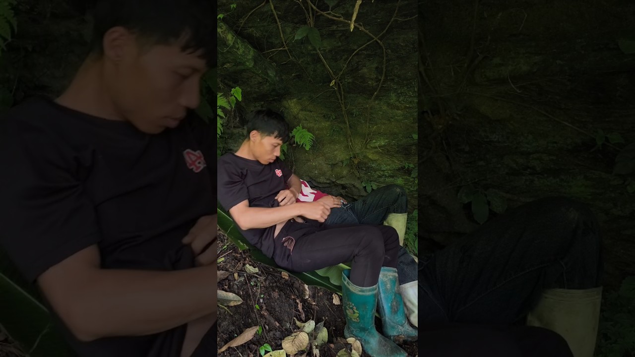 shelter from the rain in the cave