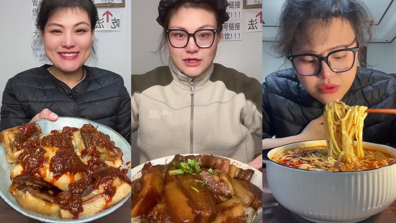 Yummy /Eating Challenges 🤤 Pork belly Spicy noodles 🍜😋 fired chicken 🍗#eatingshow #delicious #eat 
